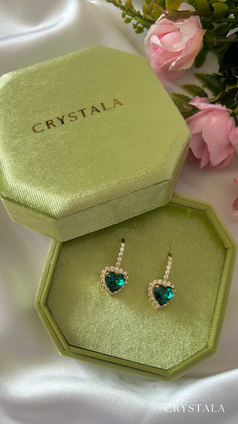 18k Gold Fern Heart Earrings