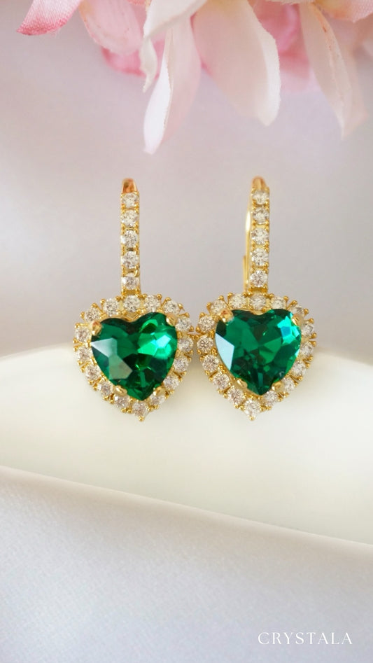 18k Gold Fern Heart Earrings