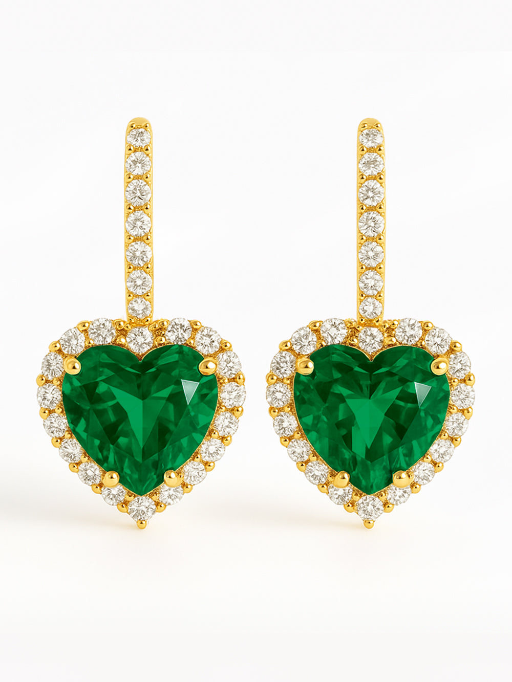 18k Gold Fern Heart Earrings