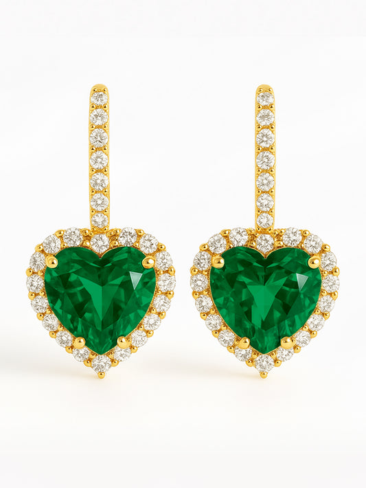 18k Gold Fern Heart Earrings